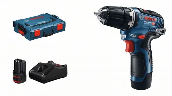 Шуруповерт-дриль Bosch GSR 12V-35, безщітковий, 2x3.0Ah, 35Нм, AutoLock, L-BOXX 102, 0.75 кг