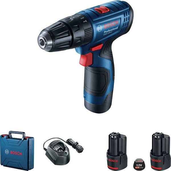 Шуруповерт-дриль Bosch GSB 120-Li, 12V, 2*2 Ач, 14/30 Нм, 400/1500 об/хв, 0.89 кг, кейс, ЗУ