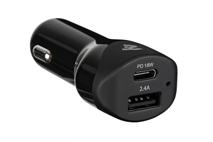 Автомобільний зарядний пристрій 2E Dual USB Car Charger (30W) Type-C PD, USB 2.4A, black