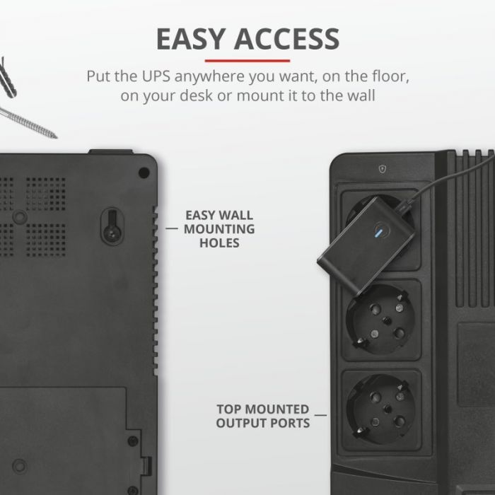 Джерело безперебійного живлення Trust Maxxon 800VA UPS with 6 standard wall power outlets BLACK