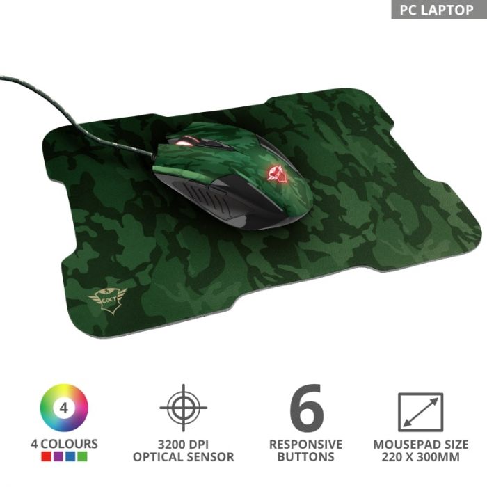 Миша + коврик Trust GXT781 RIXA CAMO MOUSE & PAD