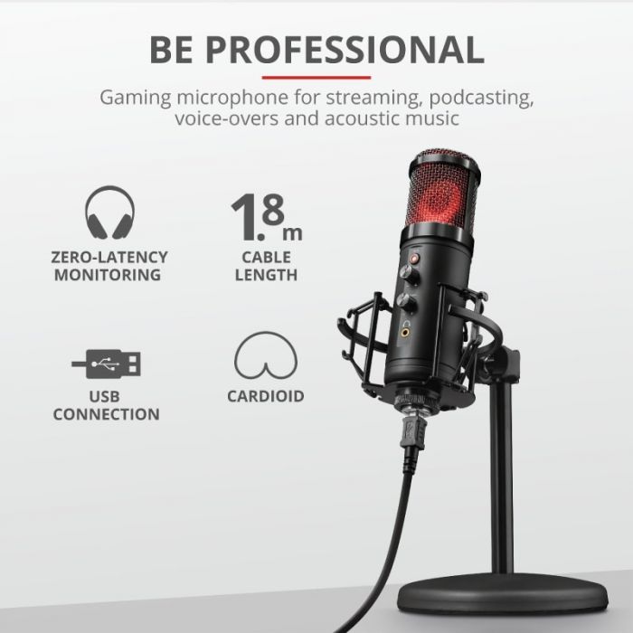 МІкрофон для ПК Trust GXT 256 Exxo USB Streaming Microphone Black