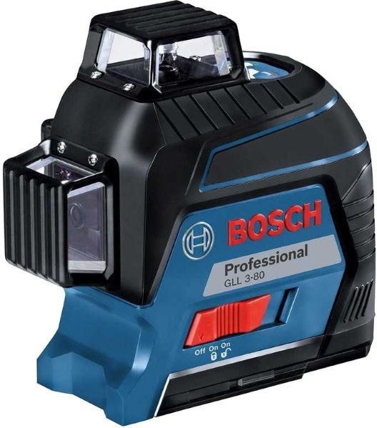 Нівелір лазерний Bosch GLL 3-80, ± 0.3 мм/м, до 30 м з приймачем 120м, 0.82 кг