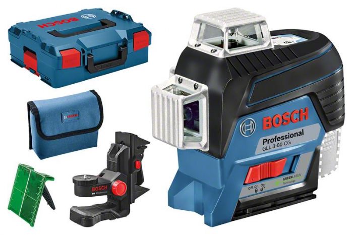 Нівелір лазерний Bosch GLL 3-80 CG, BM 1 + L-Boxx, ± 0.3 мм/м, до 30 м з приймачем 120м, 0.82 кг
