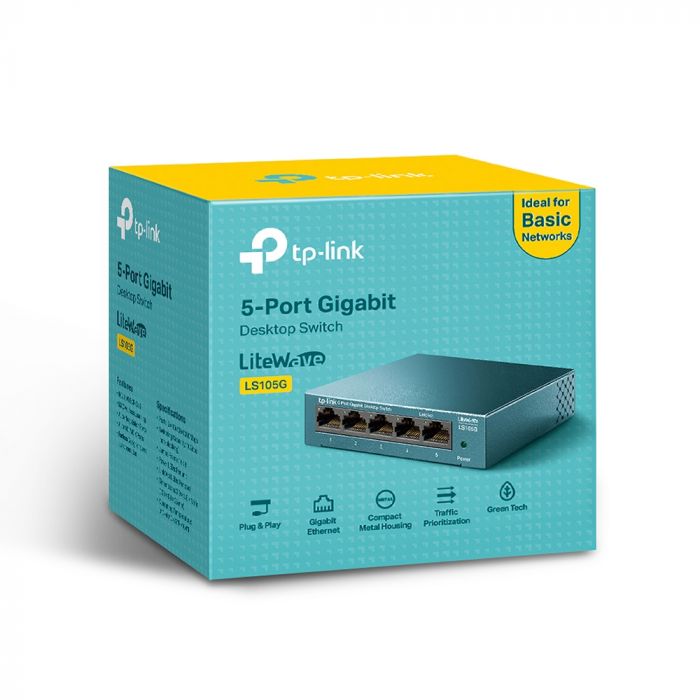 Комутатор TP-LINK LiteWave LS105G 5xGE некерований метал. корпус