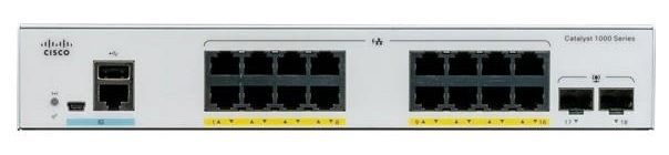 Комутатор Cisco Catalyst 1000 16port GE, POE, 2x1G SFP