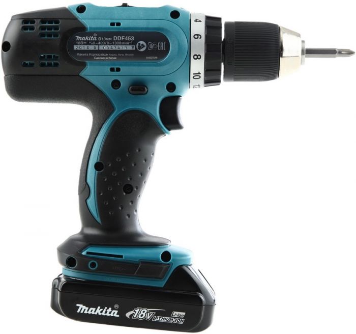 Шуруповерт-дриль акумуляторний Makita DDF453SFX7, 18В, 3.0Ач х 1, LXT 18