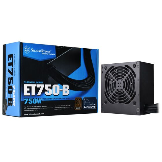 Блок живлення SilverStone STRIDER ET750-B V1.1 (750W), 80+Bronze, aPFC,12см,24+8,6xSATA,4xPCIe,1xFDD,+3