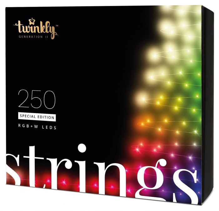 Smart LED Гірлянда Twinkly Strings RGBW 250, Gen II, IP44, довжина 20м, кабель чорний