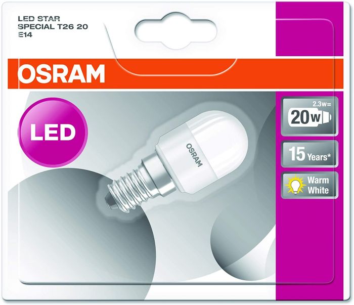 Лампа світлодіодна OSRAM LED STAR T26 для холодильників 2,3W 200Lm 6500К E14