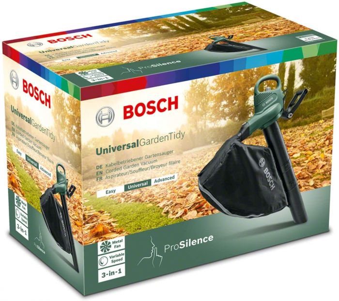 Пилосос садовий Bosch Універсальний GardenTidy, 1800 Вт, повітродув, подрібнювач, 285 км/год, мішок 45 л, 4.7 кг