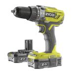 Ryobi Шуруповерт-дриль ONE+ R18PD3-220S 18В, ударний, 50Нм, 2-шв, 2х2.0 Аг,сумка Ryobi Шуруповерт-дриль ONE+ R18PD3-220S 18В, ударний, 50Нм, 2-шв, 2х2.0 Аг,сумка