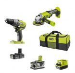 Ryobi Набір інструментів ONE+ R18DDAG-252S: шуруповерт R18DD3, КШМ R18AG Ryobi Набір інструментів ONE+ R18DDAG-252S: шуруповерт R18DD3, КШМ R18AG