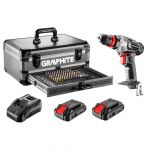 Шуруповерт-дриль GRAPHITE "Energy+", SET, 109 од. приладдя, 18 В Li-Ion, 2х2.0 Ач, ЗП, 55 Нм, 7.35 кг, алюмінієвий кейс Шуруповерт-дриль GRAPHITE "Energy+", SET, 109 од. приладдя, 18 В Li-Ion, 2х2.0 Ач, ЗП, 55 Нм, 7.35 кг, алюмінієвий кейс