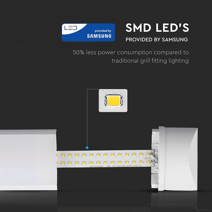 Світильник внутрішній лінійний LED V-TAC, 10W, SKU-660, Grill Fitting, 300mm, 230V, 4000К, білий