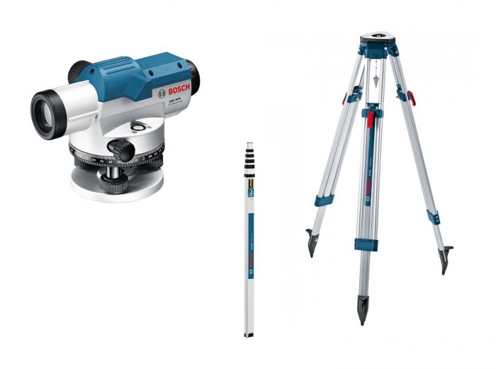 Нівелір оптичний Bosch GOL 20 D + BT 160 + GR 500, зум х20, ± 3.0 мм на 30 м, 60 м, 1.5 кг