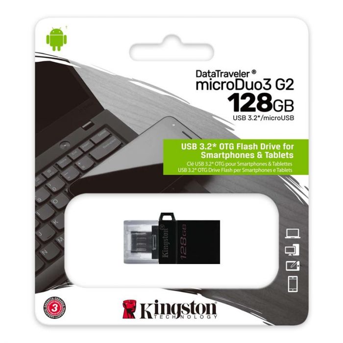 Накопичувач Kingston  128GB USB 3.2 G2 microUSB DT microDuo OTG