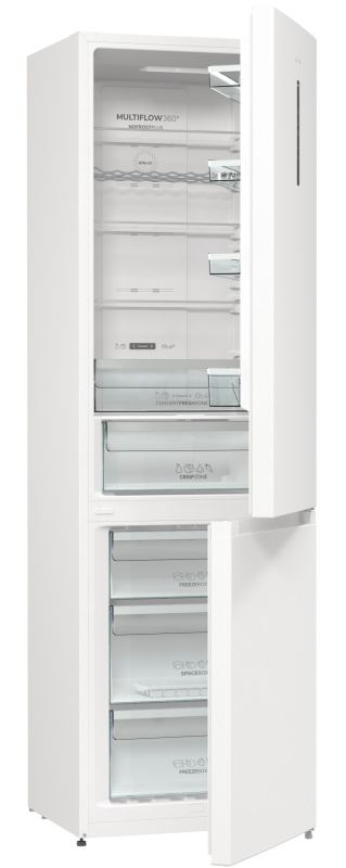 Холодильник з нижн. мороз. камерою Gorenje NRK6202AW4, 200х60х60см, 2 двері, 235( 96)л, А++, Total NF , Зона св-ті, Зовн. Диспл,