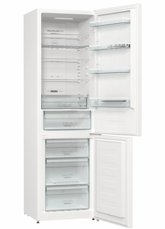 Холодильник з нижн. мороз. камерою Gorenje NRK6202AW4, 200х60х60см, 2 двері, 235( 96)л, А++, Total NF , Зона св-ті, Зовн. Диспл,