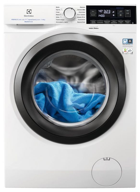 Пральна машина з фронт. завант. Electrolux EW6F348SAU, 8кг, 1400, A+++-30%, Пара, глибина 66см , Автодоз, Дисплей, Білий