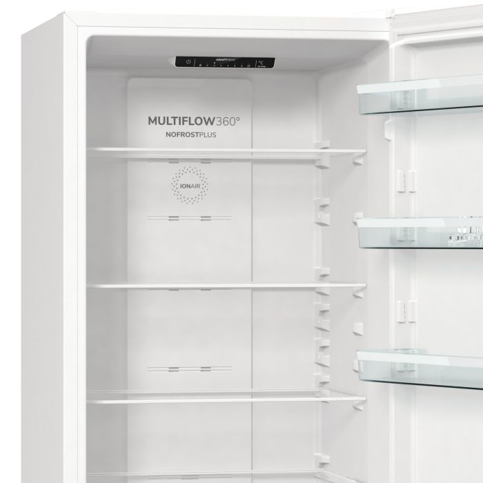 Холодильник з нижн. мороз. камерою Gorenje NRK6201EW4, 200х60х60см, 2 двері, 235( 96)л, А+, Total NF , Зона св-ті, Внутр. Диспл,