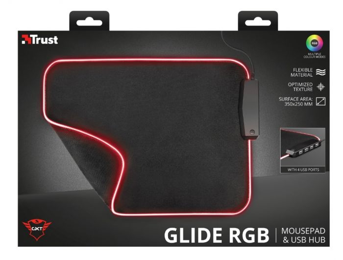 Ігрова поверхність Trust GXT 765 Glide-Flex RGB Mouse Pad with USB Hub Black