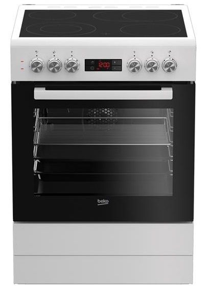 Плита електрична Beko FSM67320GWS - склокераміка/60х60 см/4 зони/8 функц/дисплей/72л/білий