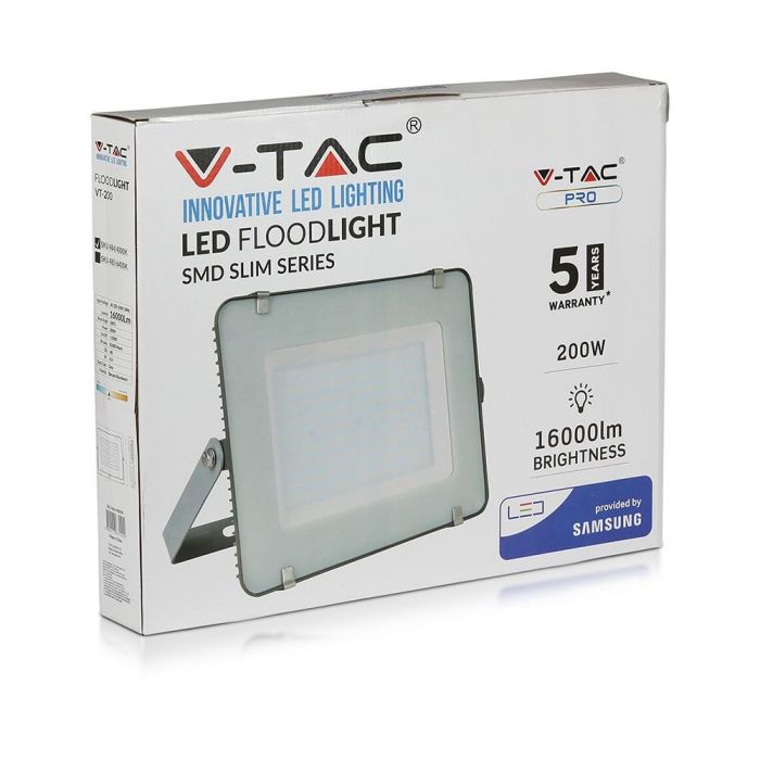 Прожектор вуличний  LED V-TAC, 200W, SKU-484, Samsung CHIP, 230V, 4000К, сірий