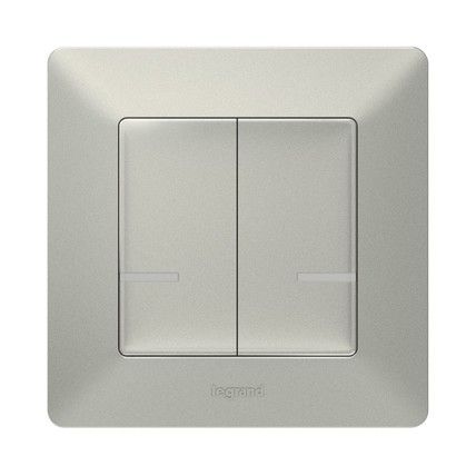 Valena Allure with NETATMO. Розумний безпроводовий вимикач 2-клавішний. Алюміній