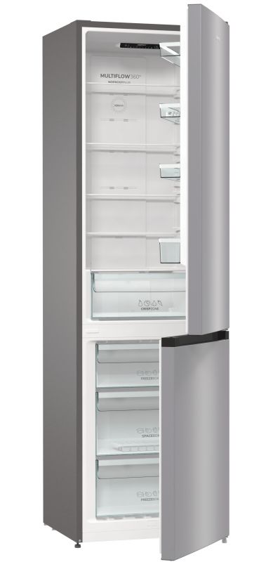 Холодильник з нижн. мороз. камерою Gorenje NRK6201ES4, 200х60х60см, 2 двері, 235( 96)л, А+, NF+ , Зона св-ті, Внутр. Диспл, Сріб