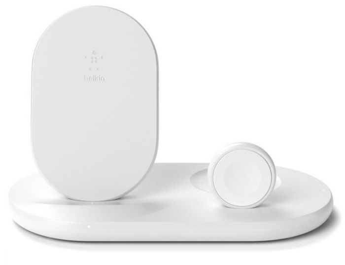 Бездротовий ЗП Belkin 3-in-1 Wireless Pad/Stand/Apple Watch, white