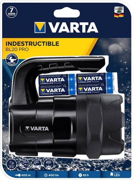 Ліхтар VARTA Ручний Indestructible BL20 PRO, 6 Ватт, IP54, IK08, до 400 люмен, до 400 метрів, 6хАА