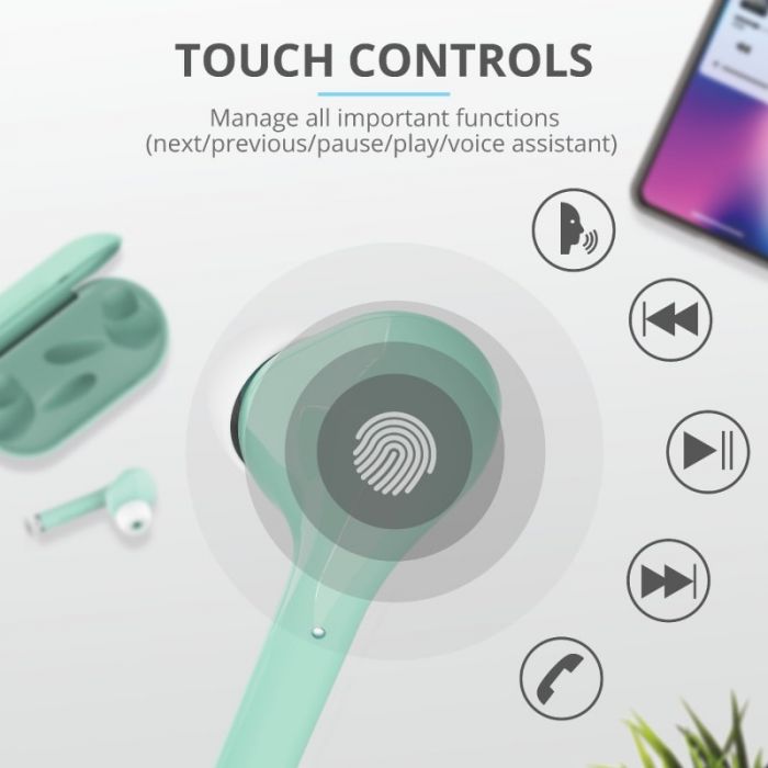 Навушники Trust Nika Touch True Wireless Mic Mint