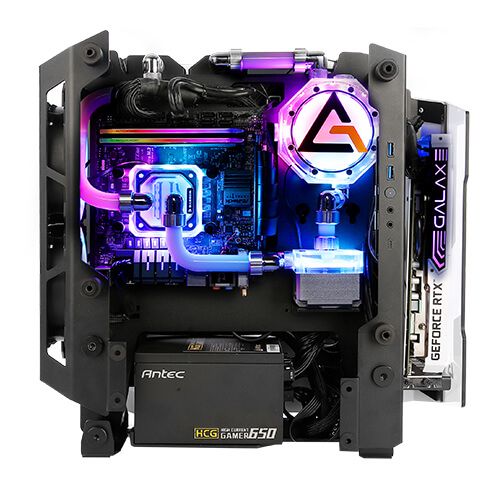 Корпус Antec STRIKER Aluminium Open-Frame, MiniT,ITX,2xUSB3.0,USB3.1TypeC,скло(бічна  панель)без БЖ,білий