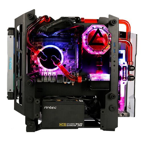 Корпус Antec STRIKER Aluminium Open-Frame, MiniT,ITX,2xUSB3.0,USB3.1TypeC,скло(бічна  панель)без БЖ,білий