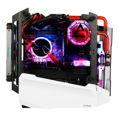 Корпус Antec STRIKER Aluminium Open-Frame, MiniT,ITX,2xUSB3.0,USB3.1TypeC,скло(бічна  панель)без БЖ,білий