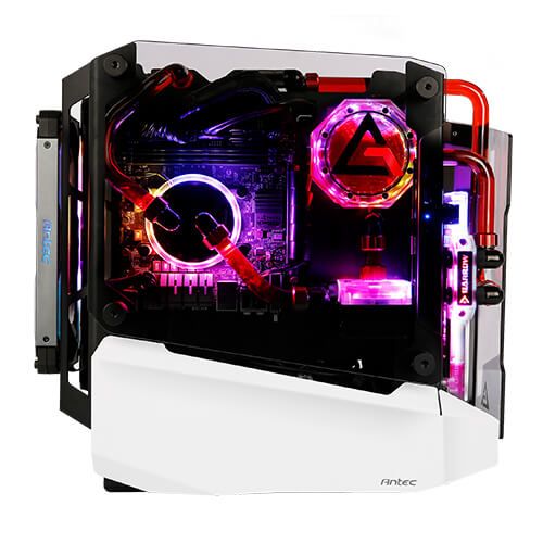 Корпус Antec STRIKER Aluminium Open-Frame, MiniT,ITX,2xUSB3.0,USB3.1TypeC,скло(бічна  панель)без БЖ,білий