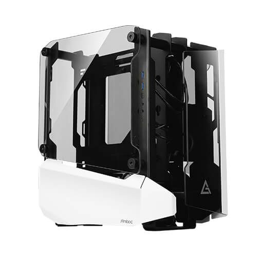 Корпус Antec STRIKER Aluminium Open-Frame, MiniT,ITX,2xUSB3.0,USB3.1TypeC,скло(бічна  панель)без БЖ,білий