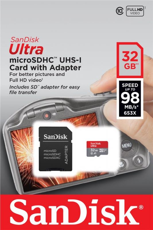 Карта пам'яті SanDisk microSD   32GB C10 UHS-I R100MB/s Ultra