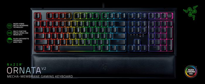 Клавіатура ігрова Razer Ornata V2 USB RU RGB, Black