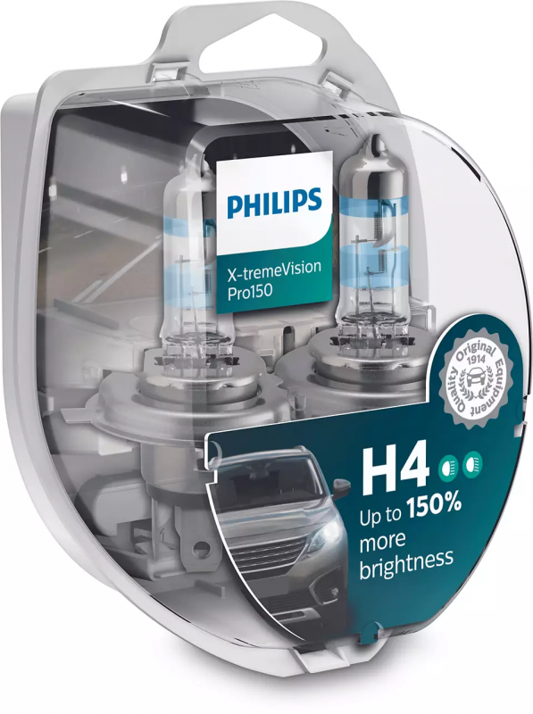 Лампа галогена Philips H4 X-treme VISION PRO +150%, 3700K, 2шт/блістер