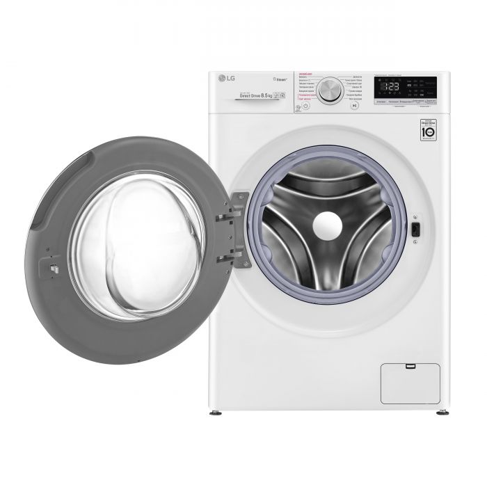 Пральна машина з фронт. завант. LG F2V5GS0W, 8,5кг, 1200, A+++-30%, Пара, глибина 47см, Дисплей, Білий