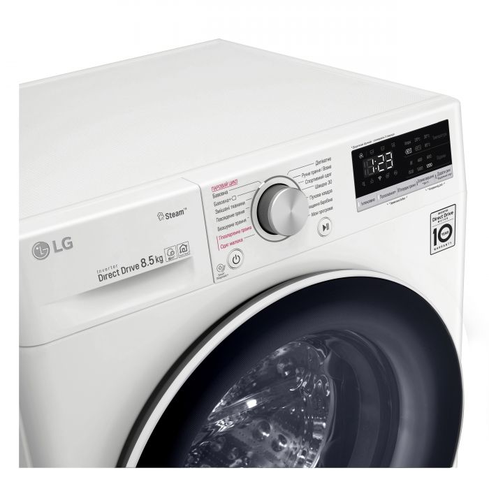 Пральна машина з фронт. завант. LG F2V5GS0W, 8,5кг, 1200, A+++-30%, Пара, глибина 47см, Дисплей, Білий