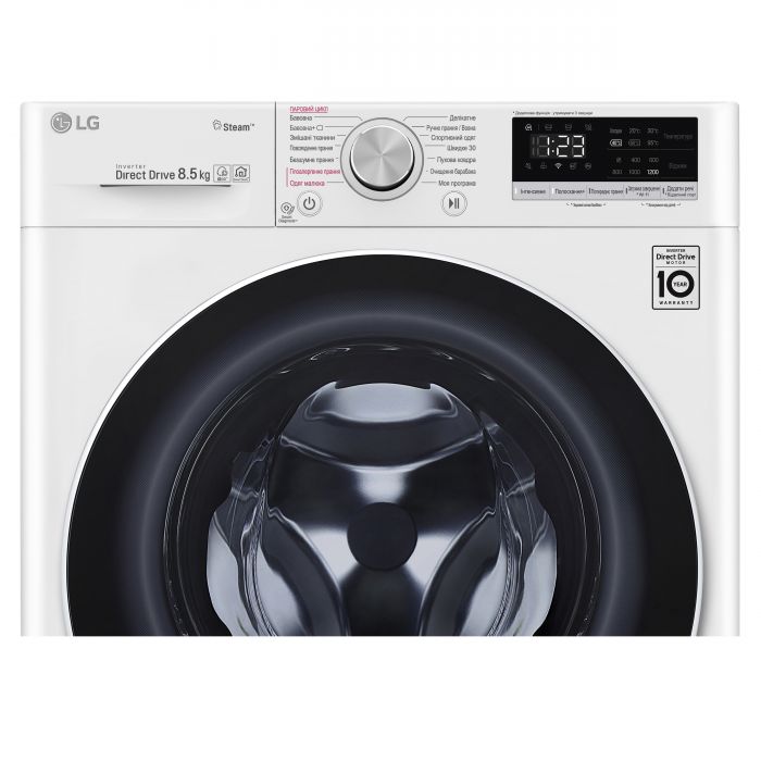 Пральна машина з фронт. завант. LG F2V5GS0W, 8,5кг, 1200, A+++-30%, Пара, глибина 47см, Дисплей, Білий