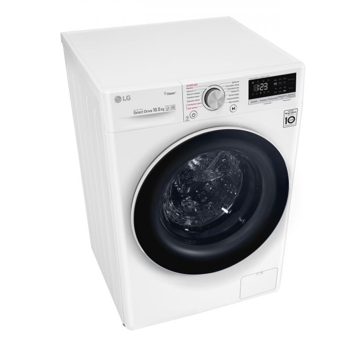 Пральна машина з фронт. завант. LG F4V5RS0W, 10,5кг, 1400, A+++-40%, Пара, глибина 56см, Дисплей, Білий