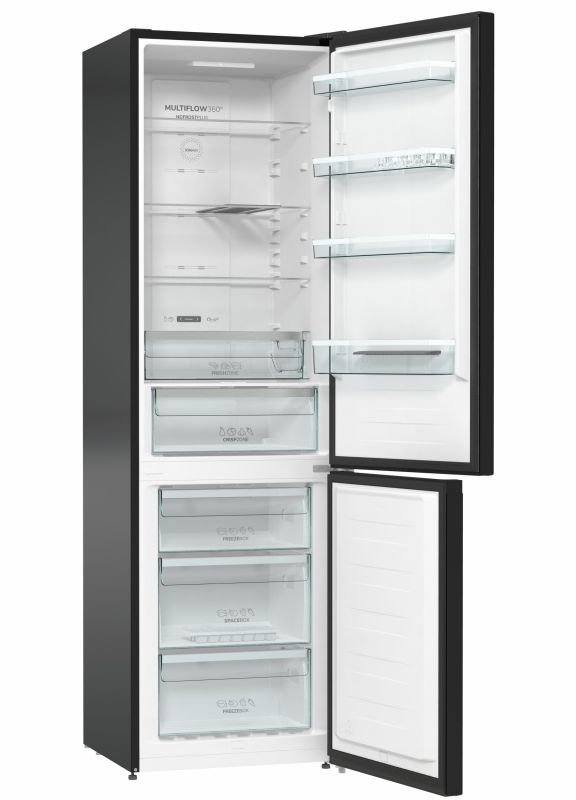 Холодильник з нижн. мороз. камерою Gorenje NRK6201SYBK, 200х60х60см, 2 двері, 235( 96)л, А+, NF+ , Зона св-ті, Внутр. Диспл, Зов