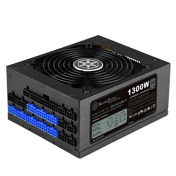 Блок живлення SilverStone STRIDER ST1300-TI (1300W),80+Titanium,aPFC,14см,24+2x8,16xSATA,8xPCIe,+6,модульний