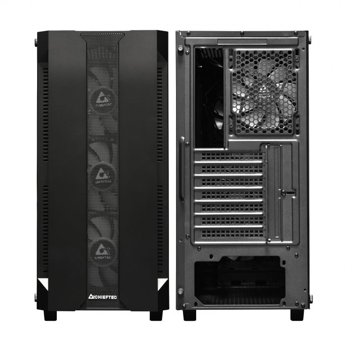 Корпус CHIEFTEC Gaming Hunter Tempered Glass Edition, без блока живлення, 2xUSB3.0, 1xUSB2.0, 4x120mm RAINBOW ARGB Fans, ATX, Black