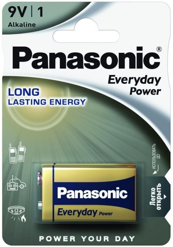 Батарейка Panasonic EVERYDAY POWER лужна 6LR61(6LF22, MN1604, MX1604) блістер, 1 шт.