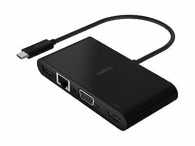 Адаптер Belkin USB-C - Ethernet, HDMI, VGA, USB-A, 100W PD, black